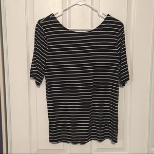 Black and white striped ballerina style top